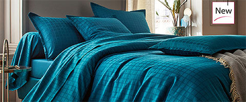 linge de lit bleu